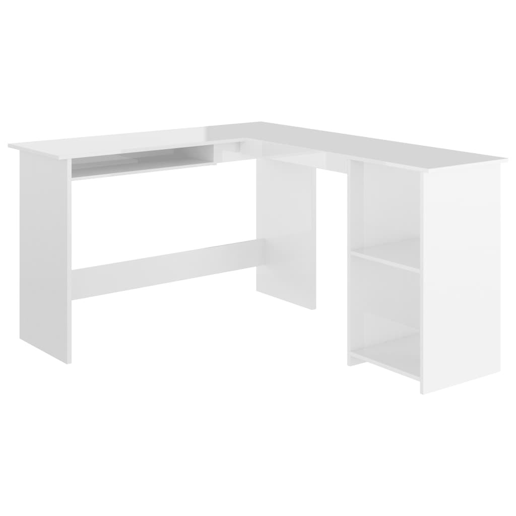 L-Shaped Corner Desk High Gloss White 120x140x75 cm Chipboard